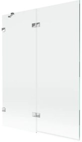 Mexen Lunar, 2-krídlová vaňová zástena ľavá 130 x 150 cm, číre sklo, chrómová, 897-130-100-01-00-L