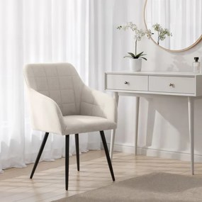 Sada štyroch jedálenských stoličiek LUXANO Lumos zamatové, krémové / čierne nohy (4 ks)