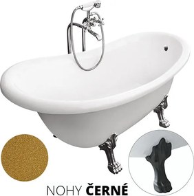 Besco Akrylátová voľne stojaca vaňa Otylia Glam Z 160x77 (170x77) s prepadom BESCO-Typ výpuste: Click-Clack s prepadom, chróm, BESCO-Nôžky: Čierna ma…