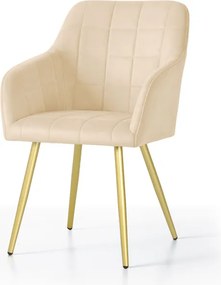 Sada šiestich jedálenských stoličiek LUXANO zamatové, béžové / zlaté nohy (6 ks)