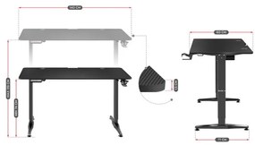 Ergonomický herný stôl Hero - 8.5 čierny