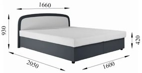 Čalúnená posteľ MALIA 160x200 so pružinovou matracou a úložným priestorom, sivá