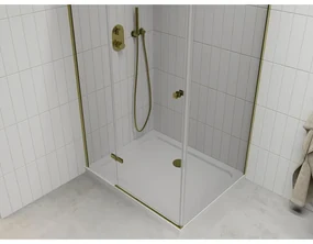 Mexen Roma, sprchovací kút 120 (dvere) x 70 (stena) cm, 6mm číre sklo, zlatý profil + slim sprchová vanička 5cm, 854-120-070-50-00-4010