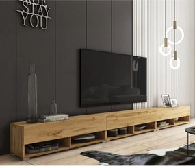 Široká RTV skrinka 300 cm dub wotan Lowboard A (LOWA300WW + LED)