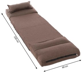 Pohodlné rozkladacie kreslo, 220 x 60 x 14 cm, hnedá