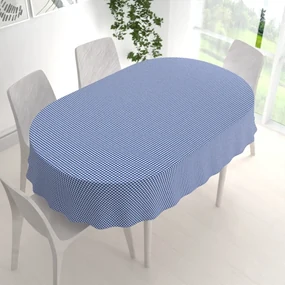 Biante Dekoračný oválny obrus Rebeka RE-009 Modro-biela kocka malá 120x140 cm