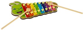 KIK Farebný drevený cimbal pre deti húsenica