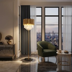 Toolight Toolight, voľne stojace svietidlo 3xE14, APP1717-3F, zlatá, OSW-04339