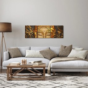 Obraz - Zlatý Budha (s hodinami) (90x30 cm)