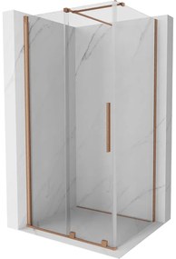 Mexen Velar sprchová kabína, posuvné dvere 90 x 100 cm, Priehľadné, kefovaná meď - 871-090-100-01-65
