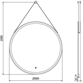 Mexen Reni, LED kúpeľňové zrkadlo s podsvietením 80x80 cm, 6000K, čierny rám, ochrana proti zahmlievaniu, 9812-080-080-611-70