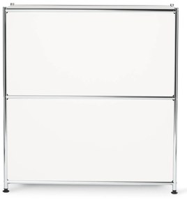 Nízka kovová odkladacia skrinka »CN3« s výklopnými priehradkami, biela