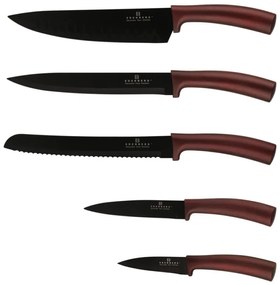 WELLHOX 6 dielna sada nožov s magnetickým stojanom s bordovou rukoväťou