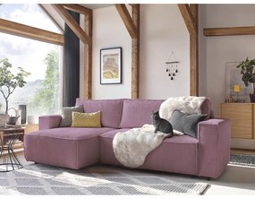 Ružová menčestrová rozkladacia rohová variabilná pohovka Nihad – Bobochic Paris