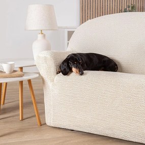 Bielastické poťahy COSTINA smotanová sedačka s otomanom vľavo (š. 170 - 300 cm)