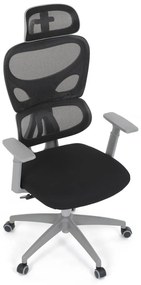 Kancelárska ergonomická stolička GRANT II — sieť, látka, sivá/čierna