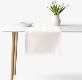 Goldea damaškový behúň na stôl - smotanové prúžky so saténovým leskom 35x140 cm