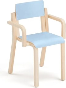 Detská stolička DANTE, s podrúčkami, výška 380 mm, breza/modrá