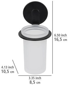 Matne čierny samodržiaci sklenený téglik na zubné kefky Bivio – Wenko