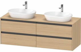 DURAVIT Ketho 2 závesná skrinka pod dve umývadlá na dosku, 4 zásuvky, 1600 x 550 x 568 mm, dub prírodný, K24899B30300000