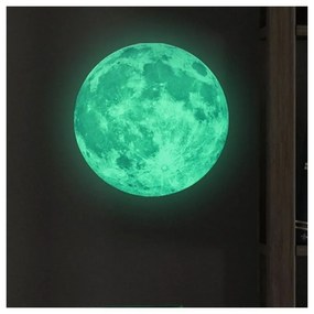 Nástenná svietiaca detská samolepka Ambiance Real Moon, ⌀ 30 cm