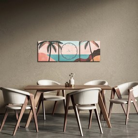 Obraz - Palmy pri mori (s hodinami) (90x30 cm)