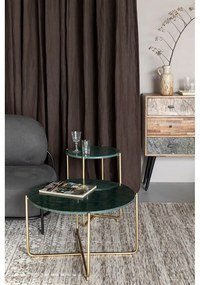 Okrúhly konferenčný stolík s mramorovou doskou v zeleno-zlatej farbe ø 70 cm Timpa – White Label