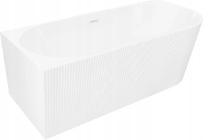 Mexen Silo Rohová Vaňa Ľavá Ryhovaná 150x75cm Biela Prepad Lesklý