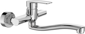 Mereo Pego, drezová nástenná batéria, 150 mm, s ramienkom plochým vyhnutým 200 mm, chróm, MER-CB301P