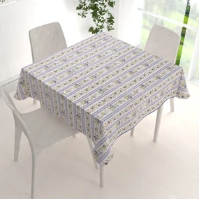 Biante Bavlnený štvorcový obrus Sandra SA-348 Sivé popínavé kvety a modré pruhy 70x70 cm