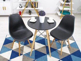 Jedálenský stôl 60 cm čierny/ hnedé nohy