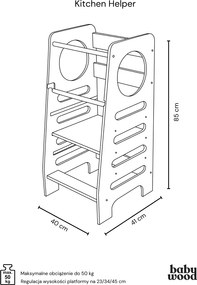 Montessori učiaca detská veža stredná biela