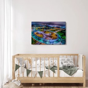 Obraz - panoráma nočného mesta (90x60 cm)