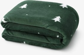 Goldea vianočná mikroplyšová deka deluxe - biele stromčeky na tmavo zelenej 150 x 200 cm