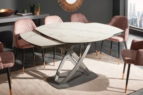 Jedálenský stôl Inception 130-190 cm - Biely mramor
