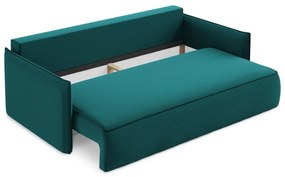 Tyrkysovomodrá zamatová rozkladacia/s úložným priestorom pohovka 225 cm Hula – Makamii