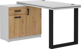 Rohový písací stôl LUGANO 138 cm s komodou a hrubou doskou Farba: Dub artisan