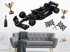 Čierna zmes Mercedes textilní prelepiteľná nálepka na stenu list 75 x 48 cm