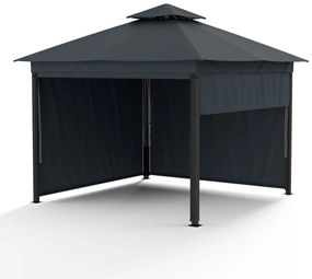 Grandezza Cortina záhradný altánok 3x3 m, odolný voči poveternostným vplyvom, prášková farba, bočné rolety