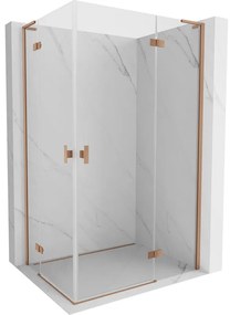 Mexen Mist-H L Duo, 2-krídlový sprchový kút 80 x 100 cm, číre sklo, medený matný profil, 8A5L-080L-100P-65-00