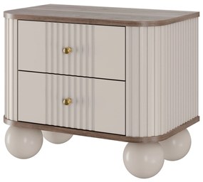 Nočné stolíky Vespera 56 cm - 2 ks - kašmírová / orech / zlatá / kašmírové nohy