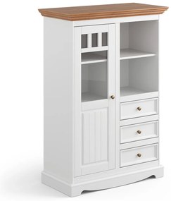 PROXIMA.store - Rustikálna masívna vitrína 1s.3 - BELLUNO ELEGANTE FARBA: biela - dub