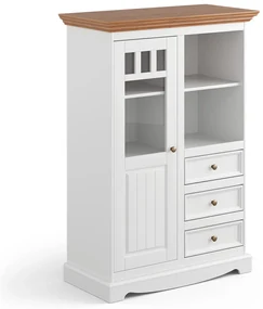 PROXIMA.store - Rustikálna masívna vitrína 1s.3 - BELLUNO ELEGANTE FARBA: biela - dub
