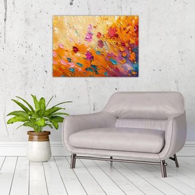 Sklenený obraz - Maľba farebných kvetov (70x50 cm)