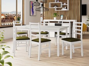 Rozkladací jedálenský stôl so 6 stoličkami AL02, Morenie: Orech - L, Poťahové látky: Kronos 7