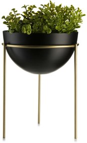KOVOVÝ KVETINÁČ SO STOJANOM LOFT 25X19 CM ČIERNA/ZLATÁ