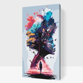 Gario Maľovanie podľa čísel Strom života v hlave Rozmery: 40 x 80 cm, Rámovanie: S vnútorným rámom