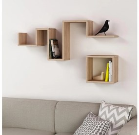 SADA 2x Nástenná polica FOLLOW hnedá