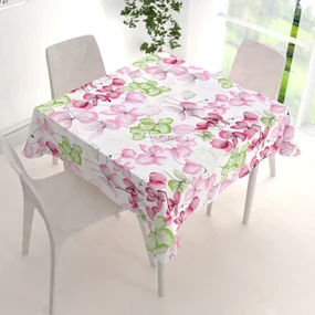 Biante Bavlnený štvorcový obrus Sandra SA-366 Ružovo-zelené kvety na bielom 60x60 cm
