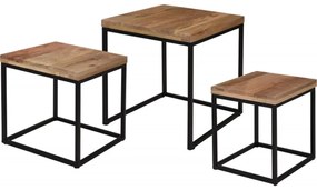 Home&Styling Súprava príručných stolíkov 3 ks mangové drevo